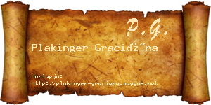 Plakinger Graciána névjegykártya